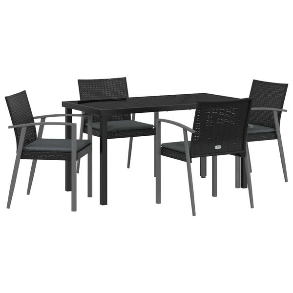vidaXL Conjunto de Comedor de Jard&iacute;n 5 pcs Negro y Gris