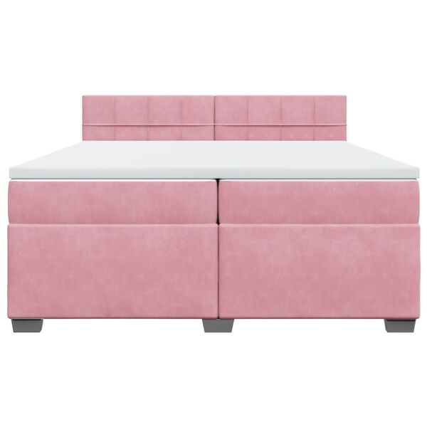 vidaXL Cama box spring con colch&oacute;n terciopelo rosa 200x200 cm