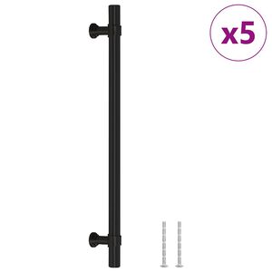 vidaXL Tiradores para armarios 5 uds acero inoxidable negro 192 mm