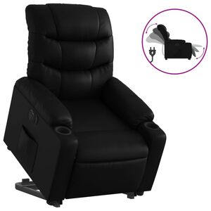 vidaXL Sill&oacute;n reclinable elevable el&eacute;ctrico de cuero sint&eacute;tico negro