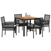 vidaXL Conjunto de Comedor de Jard&iacute;n 5 pcs Negro rat&aacute;n sint&eacute;tico