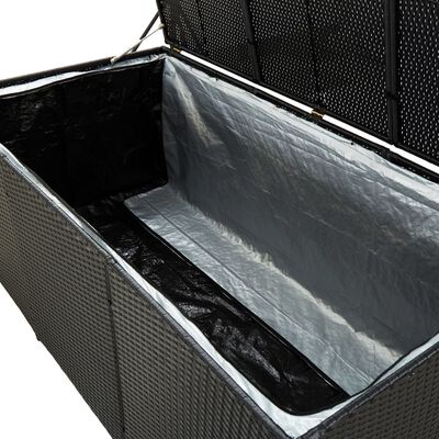 vidaXL Caja de almacenaje de jardín ratán sintético negro 180x90x75 cm