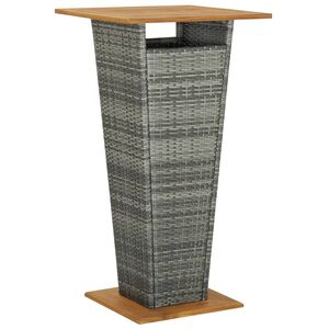 vidaXL Mesa alta rat&aacute;n sint&eacute;tico y madera de acacia gris 60x60x110 cm