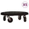 vidaXL Soporte con ruedas para plantas 5 uds negro di&aacute;metro 40cm 275kg