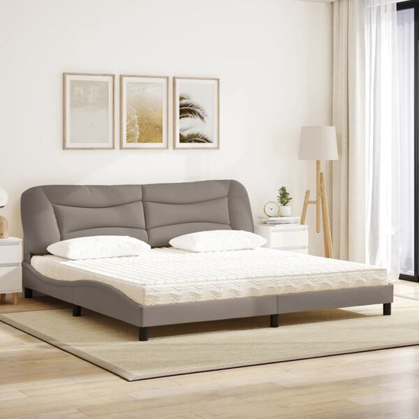 vidaXL Cama con colch&oacute;n Hvar tela gris taupe 200x200 cm