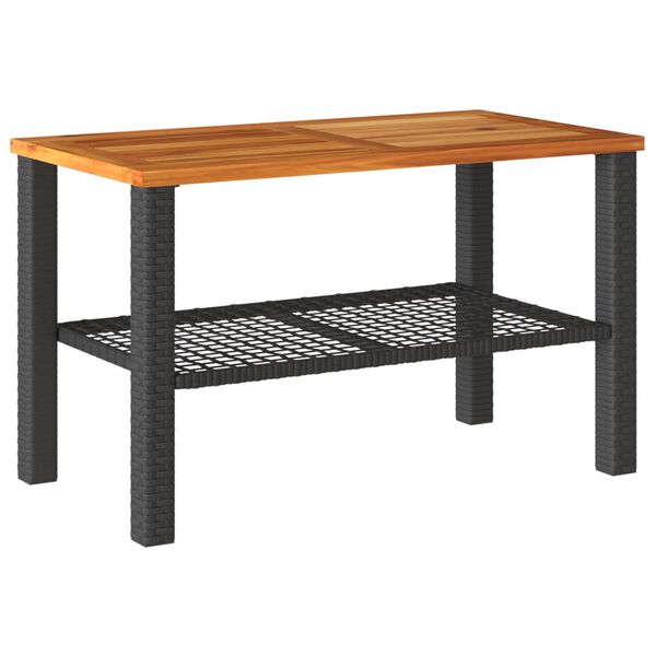 vidaXL Mesa de jardín ratán sintético madera acacia negro 70x38x42 cm