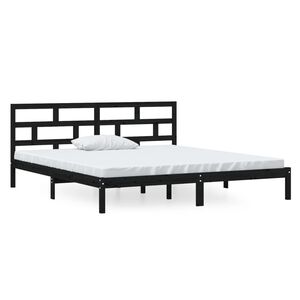 vidaXL Estructura de cama de madera maciza de pino negro 140x190 cm