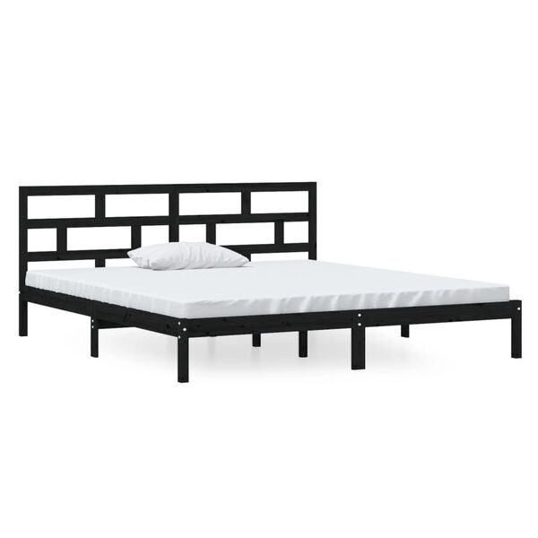 vidaXL Estructura de cama de madera maciza de pino negro 140x190 cm