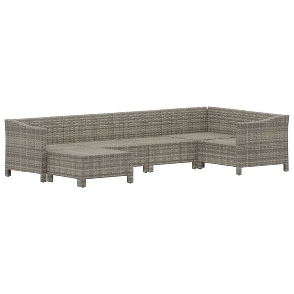 vidaXL Set de muebles de jardín 6 pzas y cojines ratán sintético gris