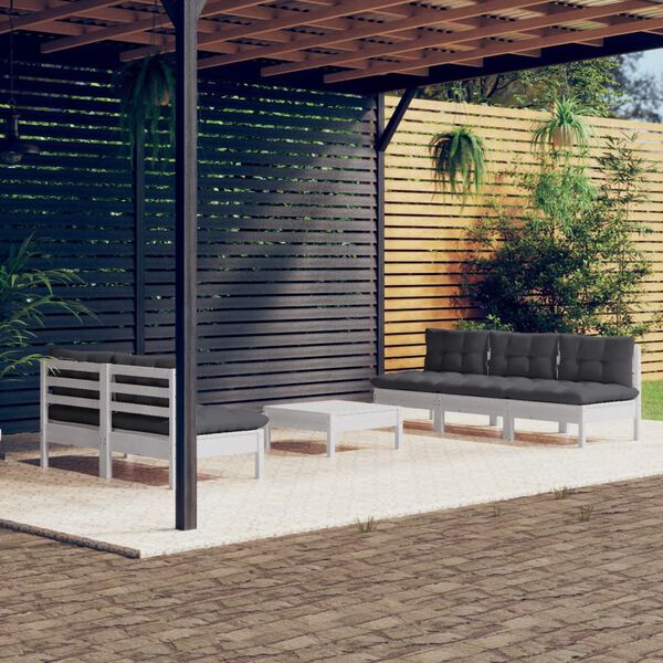 vidaXL Muebles de jardín 6 pzas con cojines antracita madera de pino