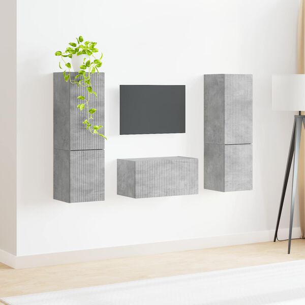 vidaXL Conjunto de mueble de TV 5 pcs Gris Concreto