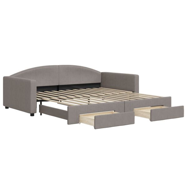 vidaXL Sof&aacute; cama nido con cajones tela gris taupe 100x200 cm