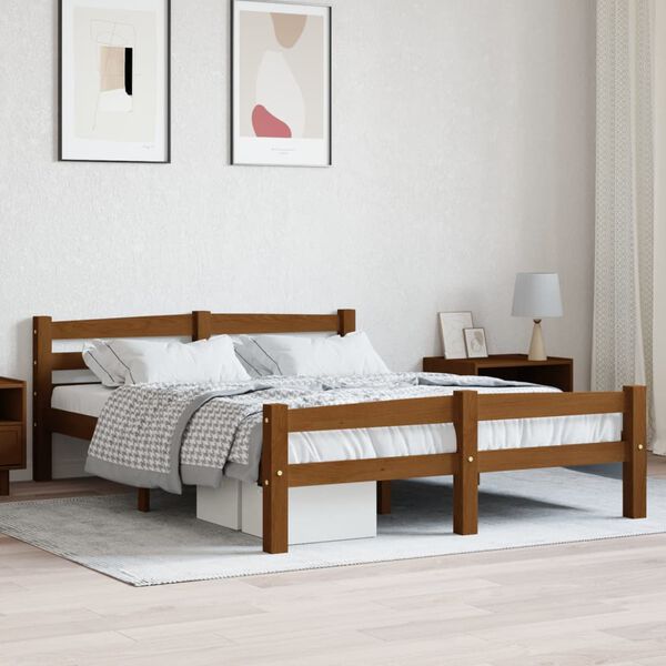 vidaXL Estructura cama sin colch&oacute;n madera pino marr&oacute;n miel 120x200 cm