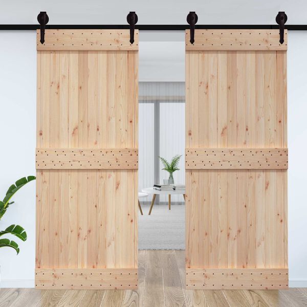 vidaXL Puerta NARVIK Natural 95 x 210 cm Madera de Pino S&oacute;lido
