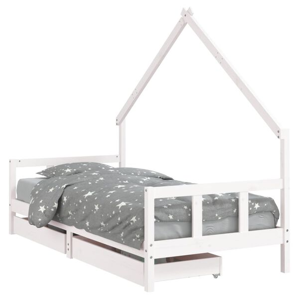 vidaXL Estructura cama ni&ntilde;os con cajones madera pino blanco 90x200 cm