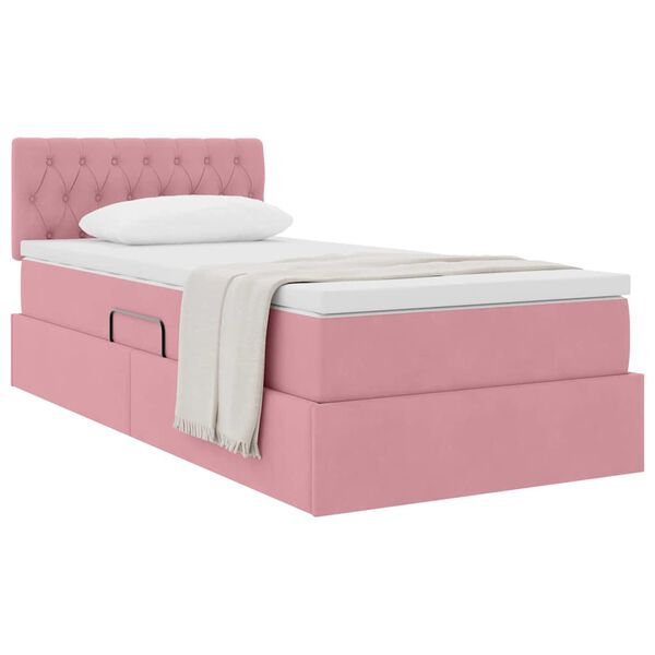 vidaXL Cama con almacenamiento Rosa 100 x 200 cm Terciopelo