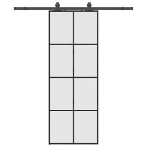 vidaXL Puerta corredera con juego herrajes negro 76x205 cm ESG vidrio