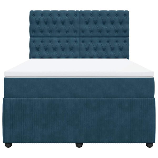 vidaXL Cama box spring con colch&oacute;n terciopelo azul oscuro 160x200 cm
