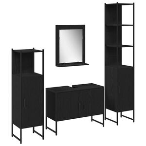 vidaXL Juego de muebles de ba&ntilde;o 4 pcs Negro Madera de ingenier&iacute;a