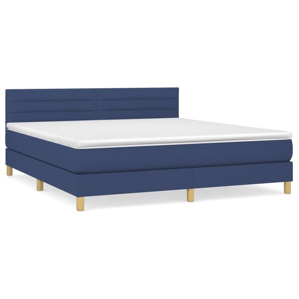 vidaXL Cama box spring con colch&oacute;n tela azul 180x200 cm