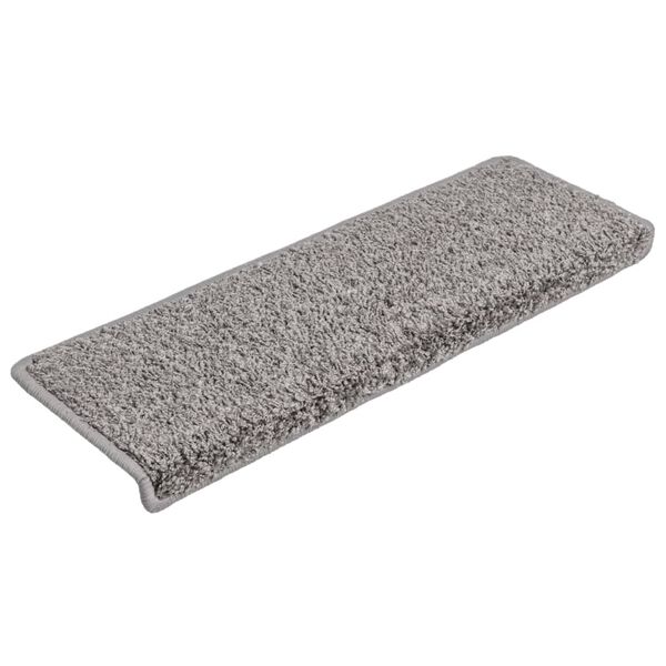 vidaXL Alfombrillas para escaleras 15 unidades 65x21x4 cm Gris Borde Rectangular