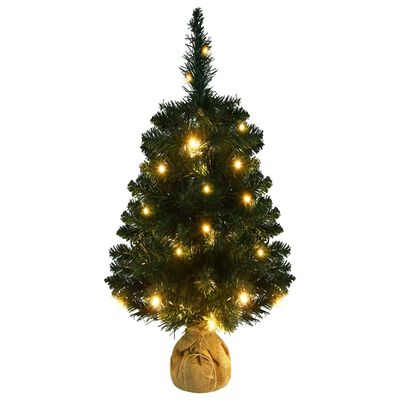 vidaXL Árbol Navidad artificial con soporte y LEDs PVC verde 90 cm
