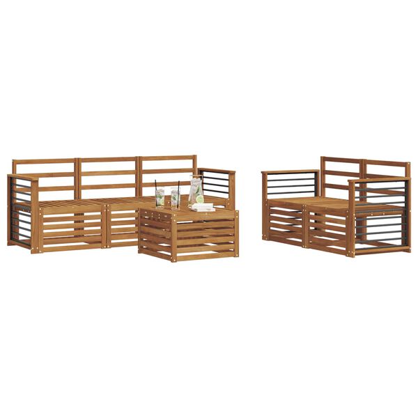 vidaXL Juegos de sof&aacute;s 6 pcs Natural Madera de Acacia S&oacute;lida