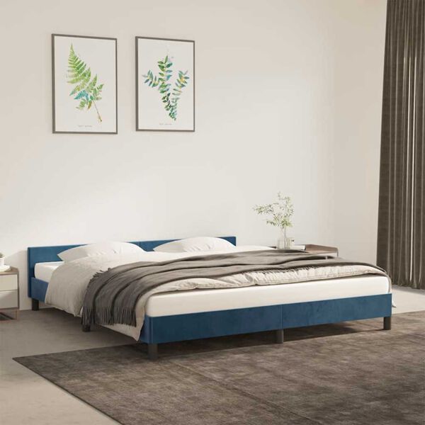 vidaXL Estructura de cama sin colch&oacute;n terciopelo azul oscuro 160x200cm