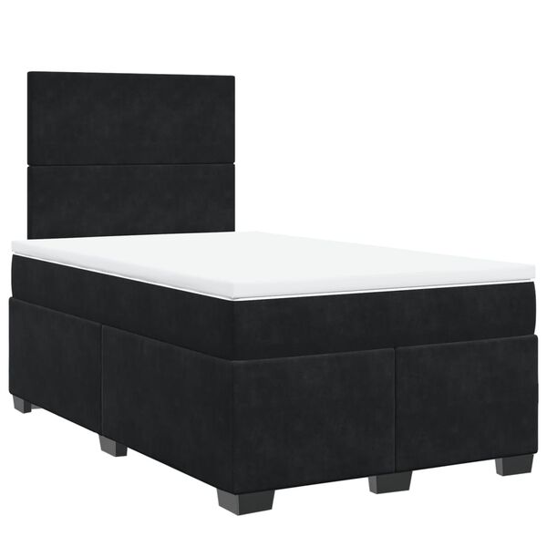 vidaXL Cama box spring con colch&oacute;n terciopelo negro 120x190 cm