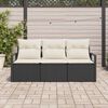 vidaXL Conjunto de sofás de jardín 3 pcs Negro y ratán sintético