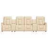 vidaXL Sill&oacute;n de masaje reclinable 4 plazas con portavasos tela crema