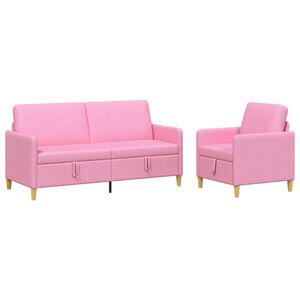 vidaXL Juego de Sof&aacute;s con Almacenamiento 2 uds. Rosa Poli&eacute;ster