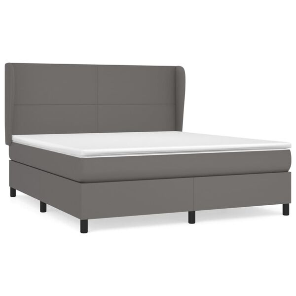 vidaXL Cama box spring con colchón cuero sintético gris 160x200 cm