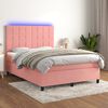 vidaXL Cama box spring colch&oacute;n y LED terciopelo rosa 140x190 cm