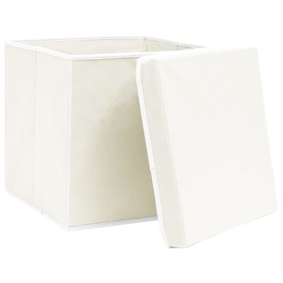 Cajas de almacenaje 10 uds Blanco 32x32x32 cm Tela