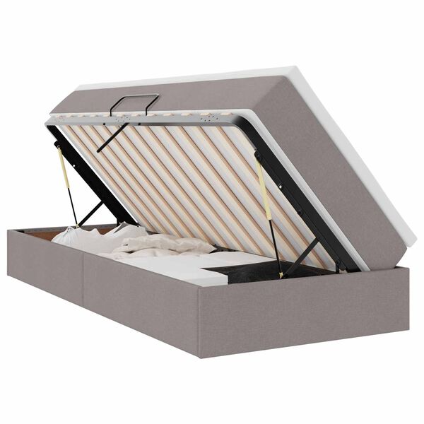 vidaXL Cama con almacenamiento y colch&oacute;n Taup&eacute; 100 x 200 cm Poli&eacute;ster