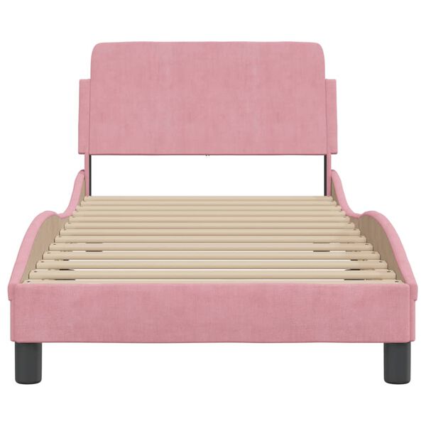 vidaXL Estructura de cama con cabecero Dover terciopelo rosa 80x200 cm