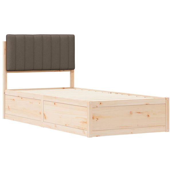 vidaXL Estructura de Cama con Cabecera Tapizada Taup&eacute; 90 x 190 cm
