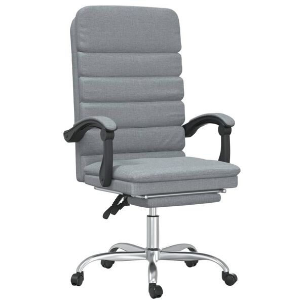 vidaXL Silla de oficina reclinable con masaje de tela gris claro