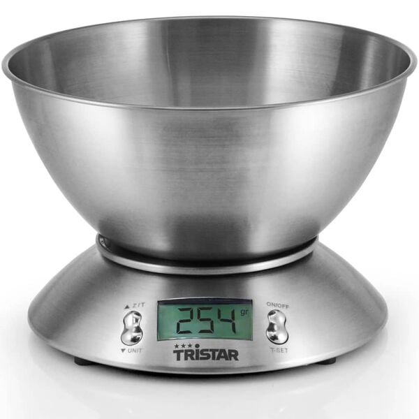 Balanza de cocina Tristar + recipiente de medición, 5 kg