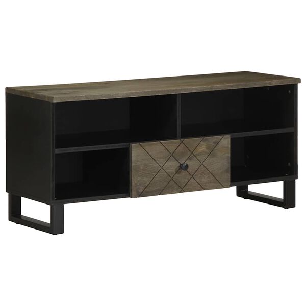 vidaXL Mueble de TV madera maciza de mango negro 100x33x46 cm
