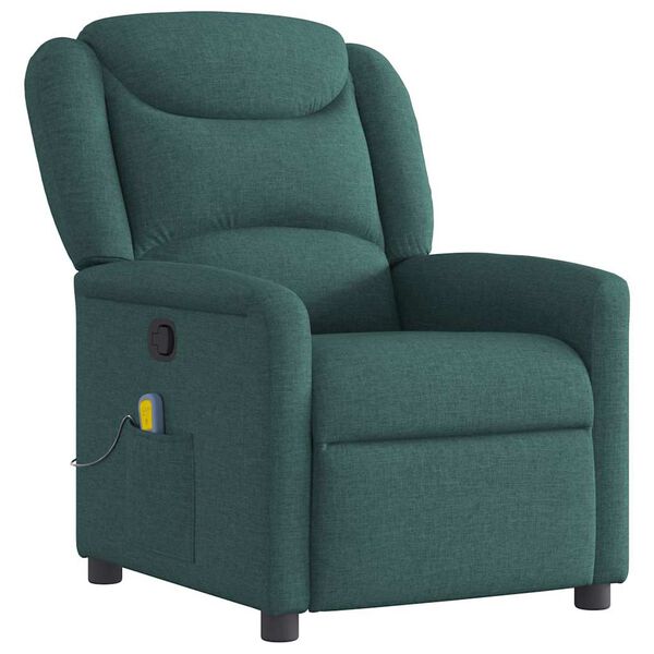 vidaXL Sill&oacute;n de masaje reclinable de tela verde oscuro