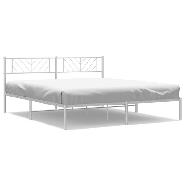 vidaXL Estructura cama sin colch&oacute;n con cabecero metal blanco 193x203cm