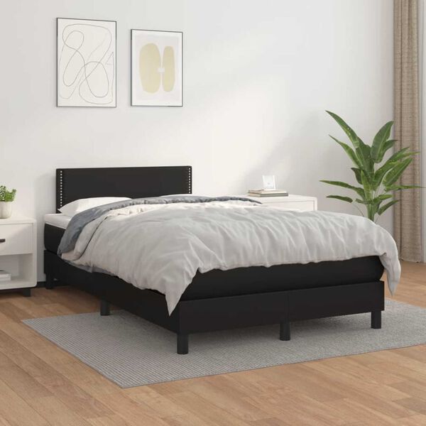 vidaXL Cama box spring con colch&oacute;n cuero sint&eacute;tico negro 120x190 cm