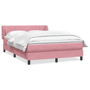 vidaXL Cama box spring con colch&oacute;n terciopelo rosa 140x210 cm