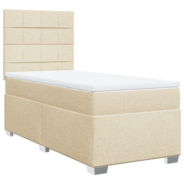 vidaXL Cama box spring con colch&oacute;n tela color crema 100x200 cm