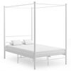 vidaXL Estructura de cama con dosel sin colch&oacute;n metal blanco 140x200cm