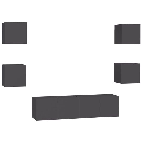 vidaXL Set de muebles de sal&oacute;n 6 piezas madera ingenier&iacute;a gris