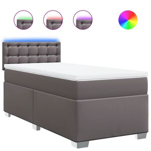 vidaXL Cama box spring con colch&oacute;n cuero sint&eacute;tico gris 80x200 cm