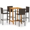 vidaXL Conjunto de bar para jard&iacute;n 5 piezas marr&oacute;n